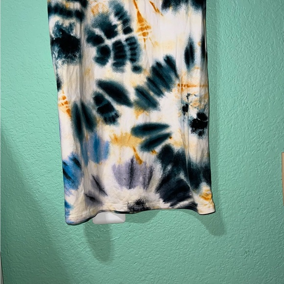 Haute Monde Tie-Dye Maxi Dress in White, Blue, Green, Gold - Picture 3 of 5